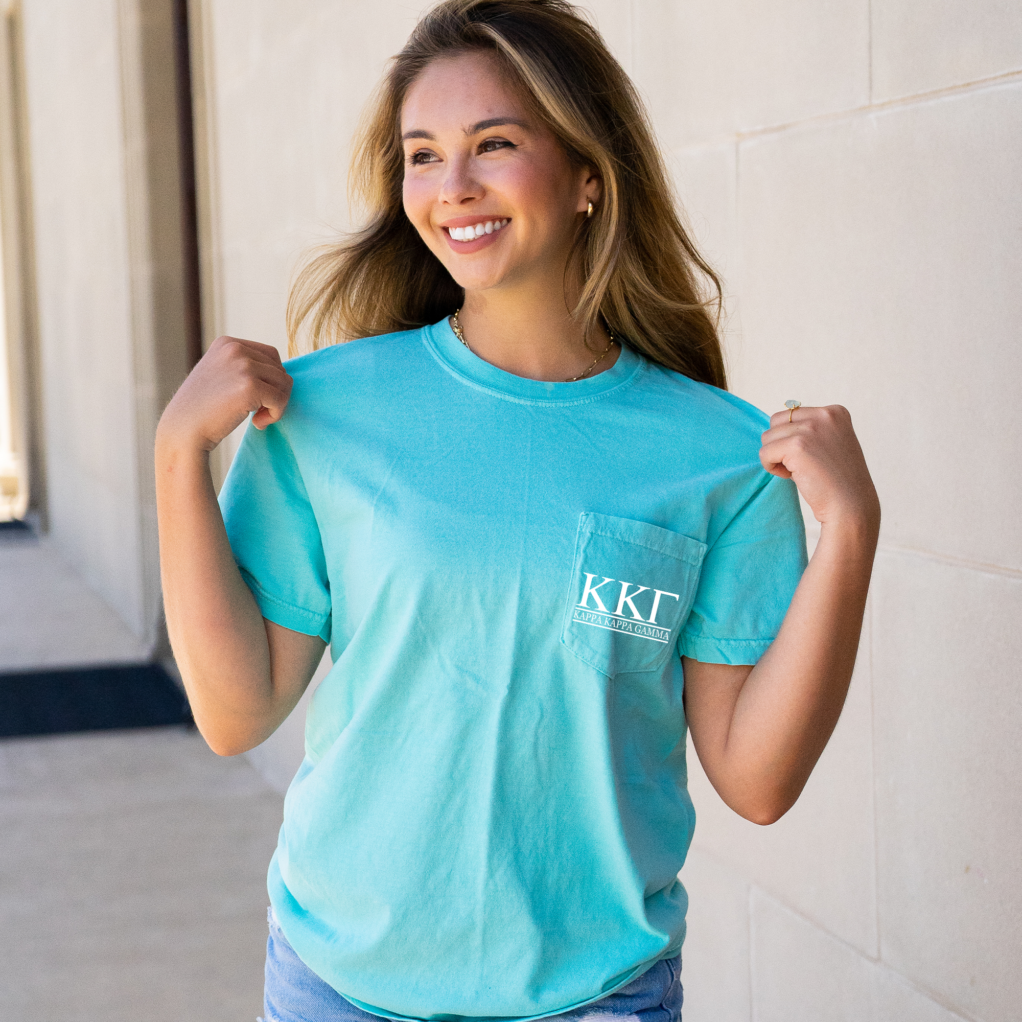 actie krijgen In tegenspraak Kappa Kappa Gamma Block Letters T-Shirt - Mint – Go Greek Chic