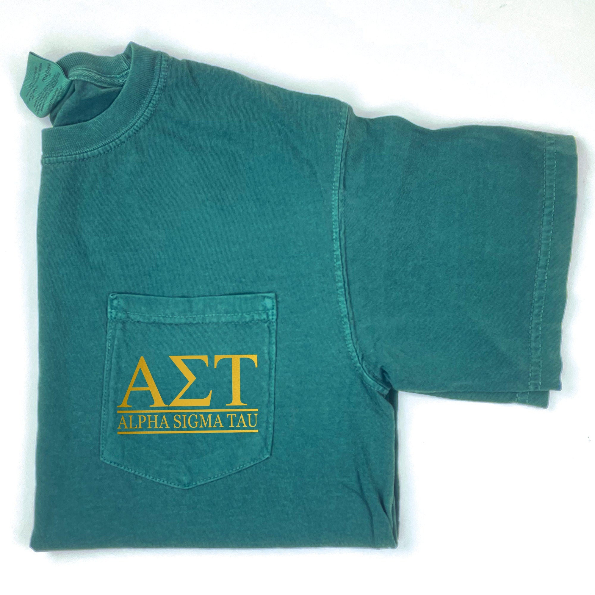 Alpha Sigma Tau Gold Block T-Shirt Emerald - Main Image