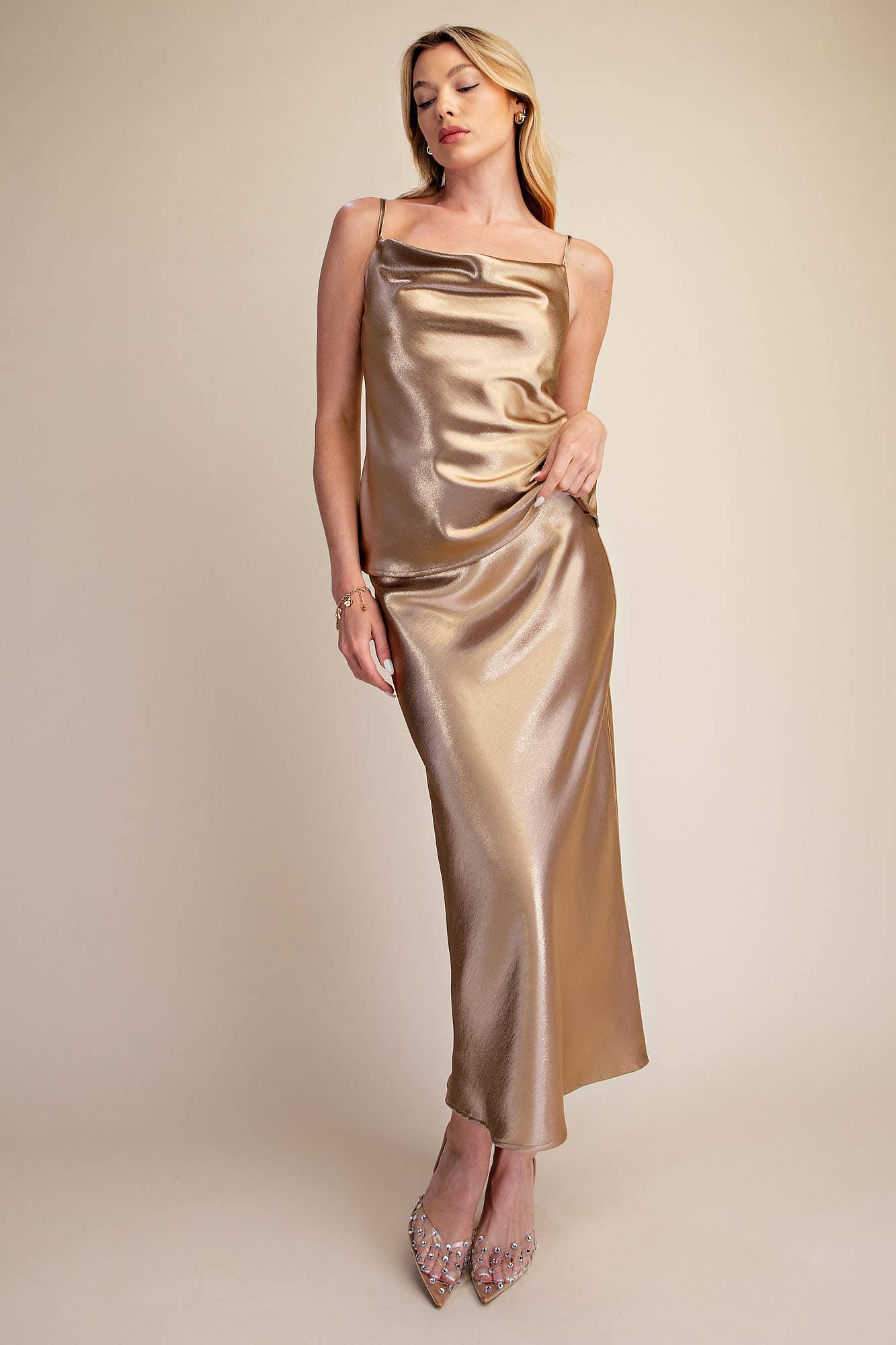 Cowl Neck Glitter Cami