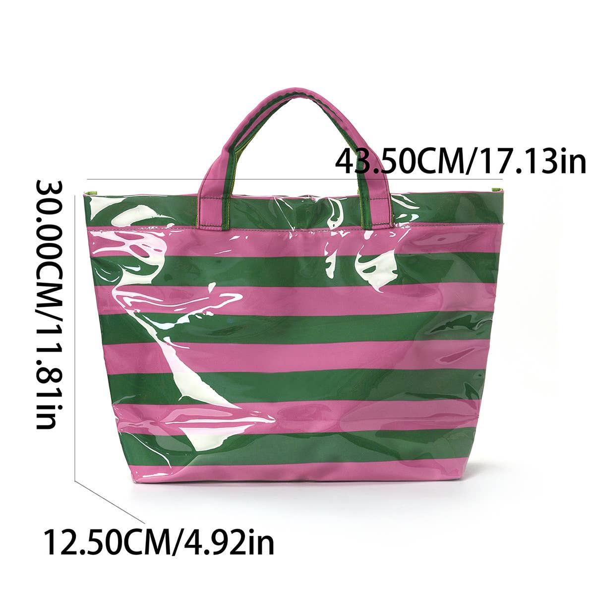 Striped Tote Bag PVC Handbag