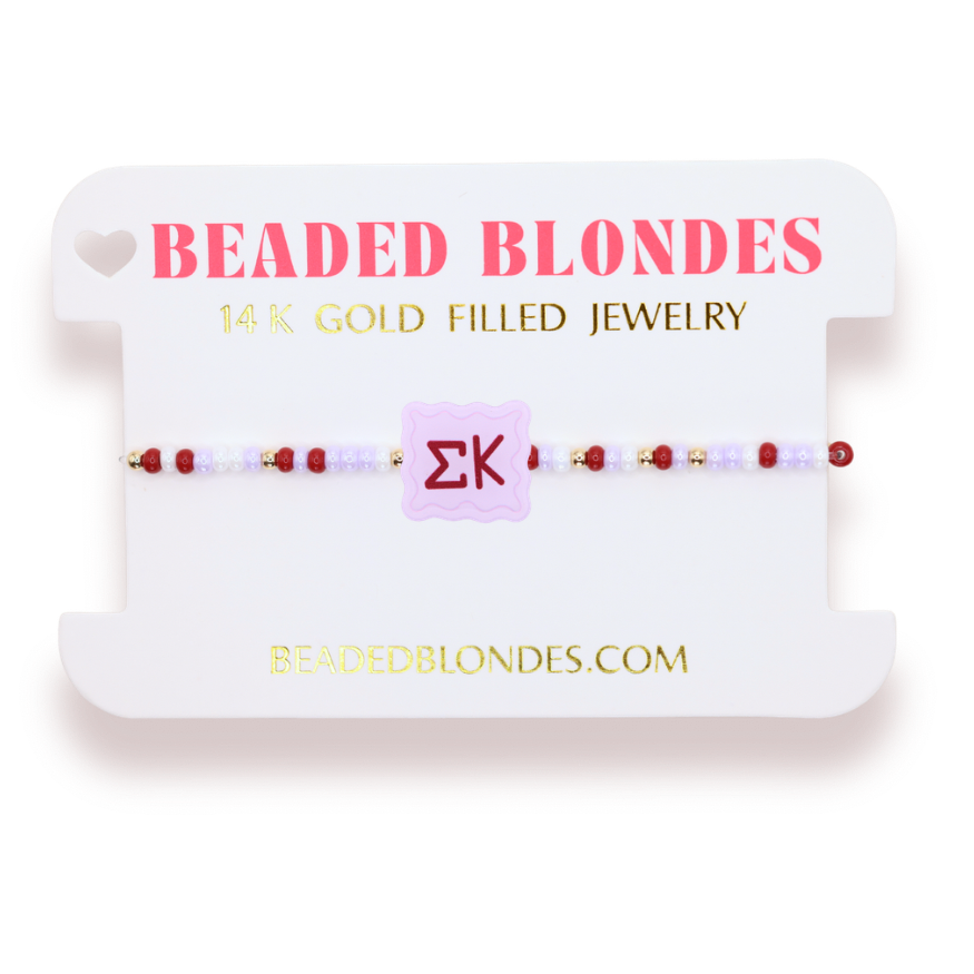 Sigma Kappa Block Bracelet on Color - Beaded Blondes