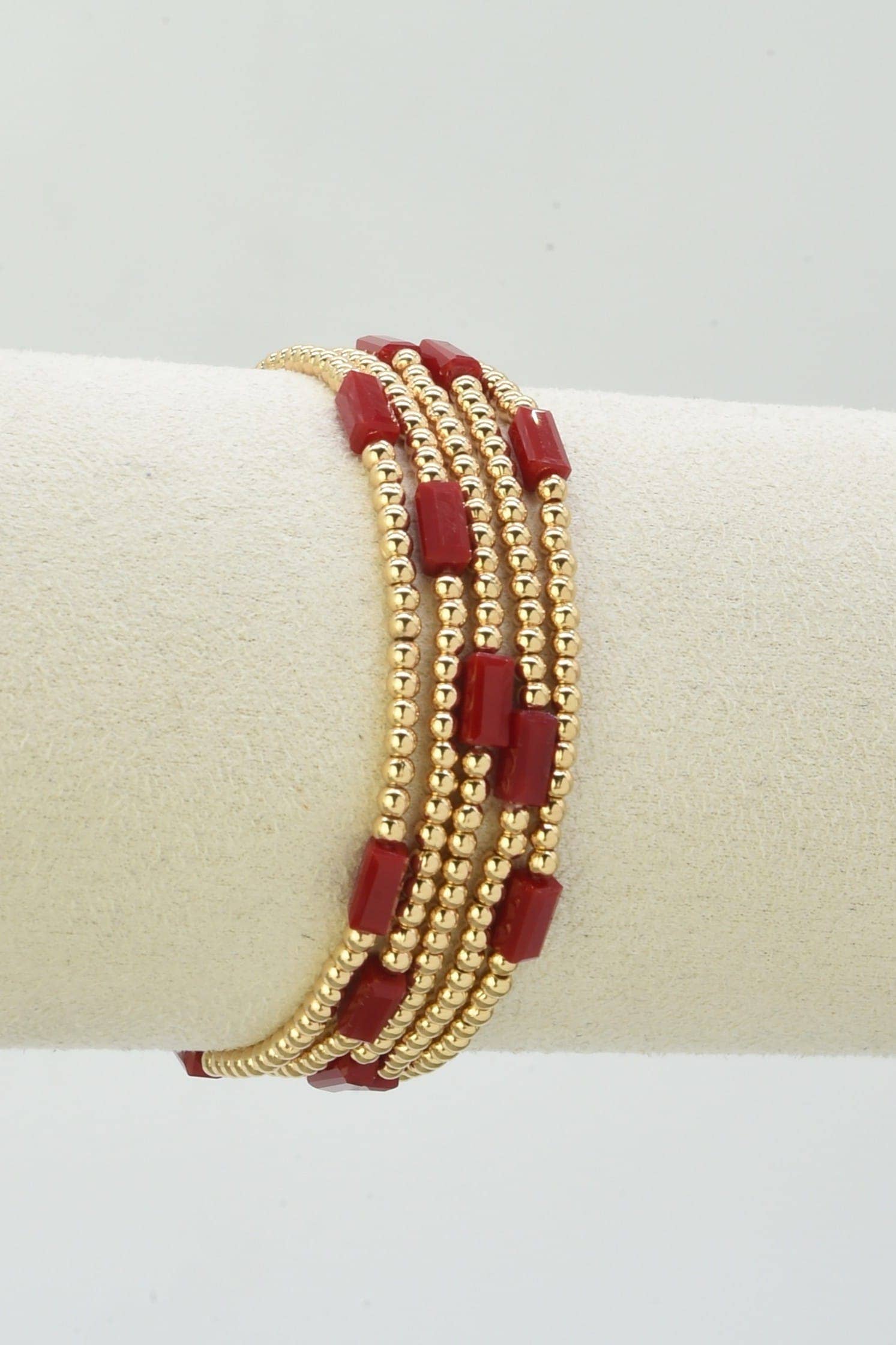 Clara Five Piece CCB and Glass Bead Stretch Bracelet Set