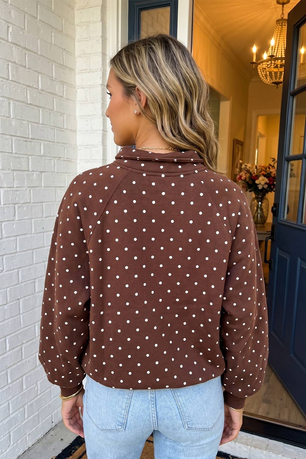 Strawberry Chip Polka Dot Pullover Sweatshirt