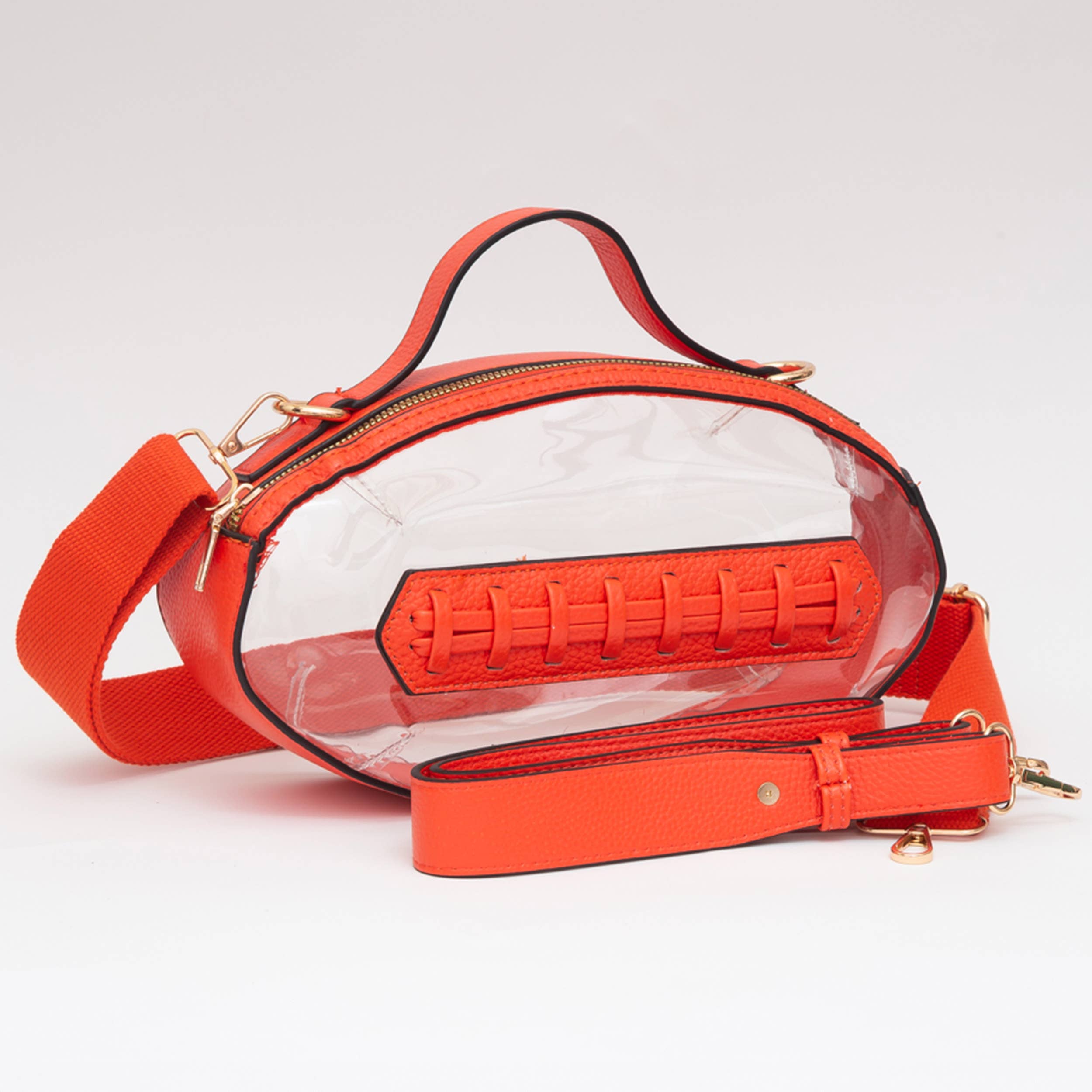Foot Ball Shape Transparent Clear Stadium Bag: Black