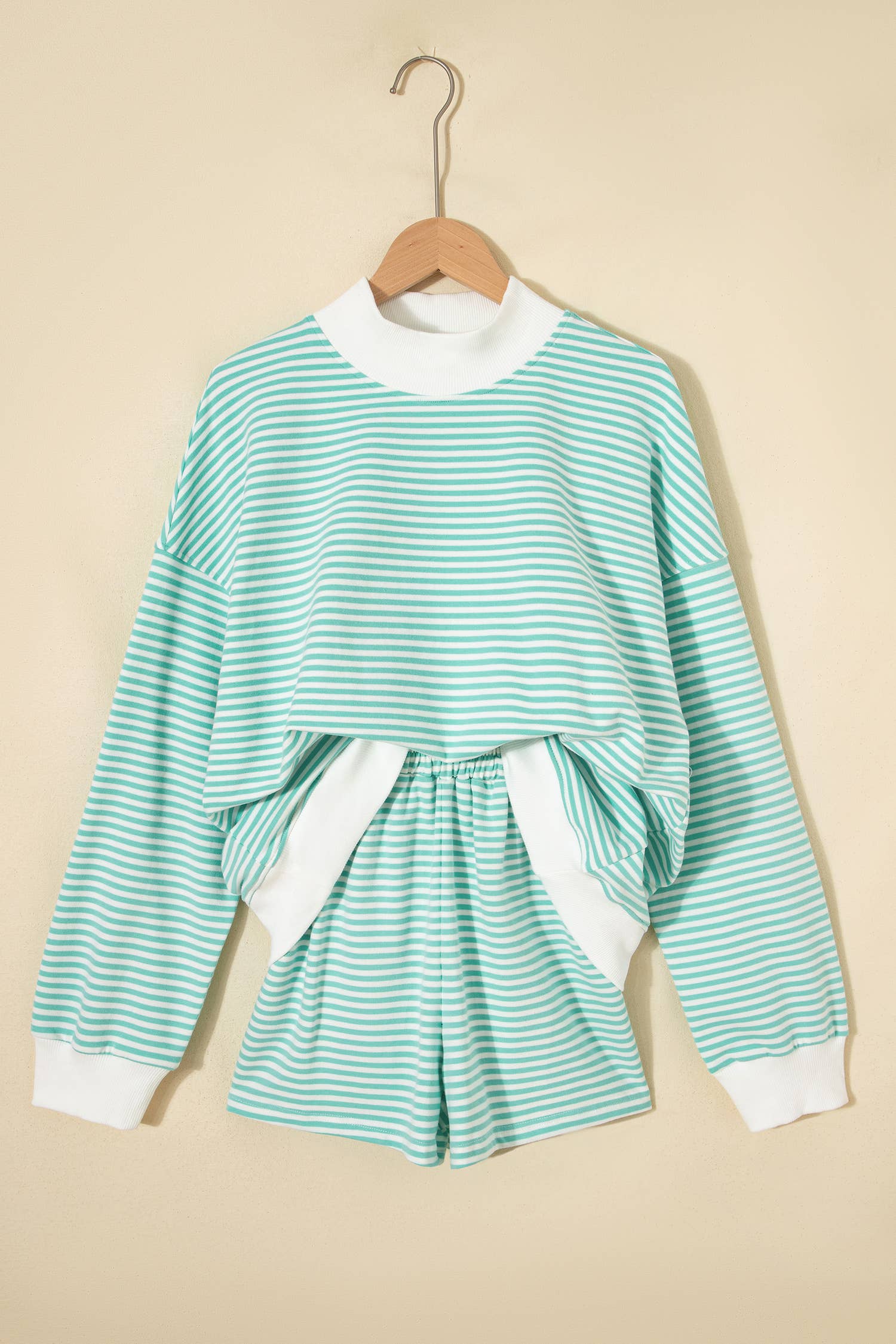 Stripe Oversize Sweatshirt and Shorts Set