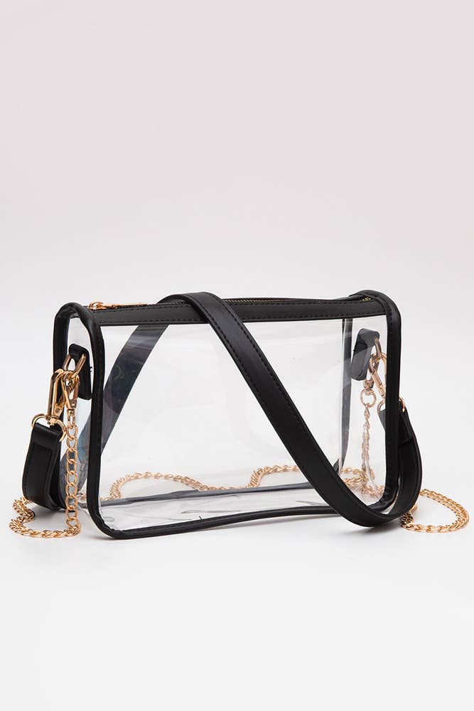 Clear Rectangle Stadium Concert Crossbody Bag: Black
