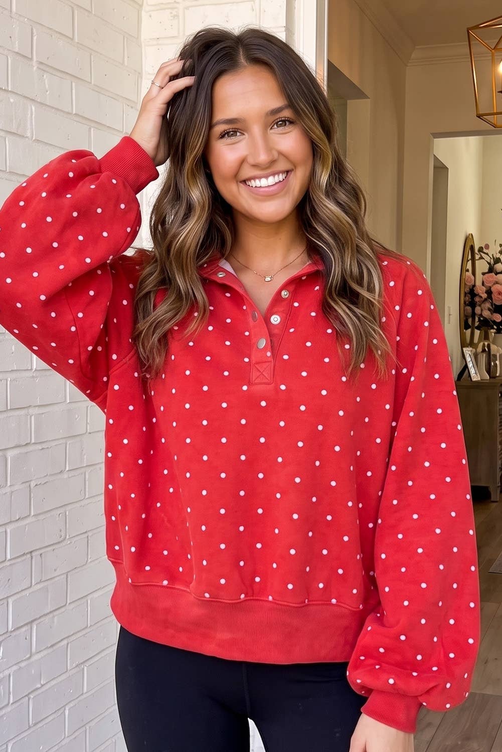 Strawberry Chip Polka Dot Pullover Sweatshirt