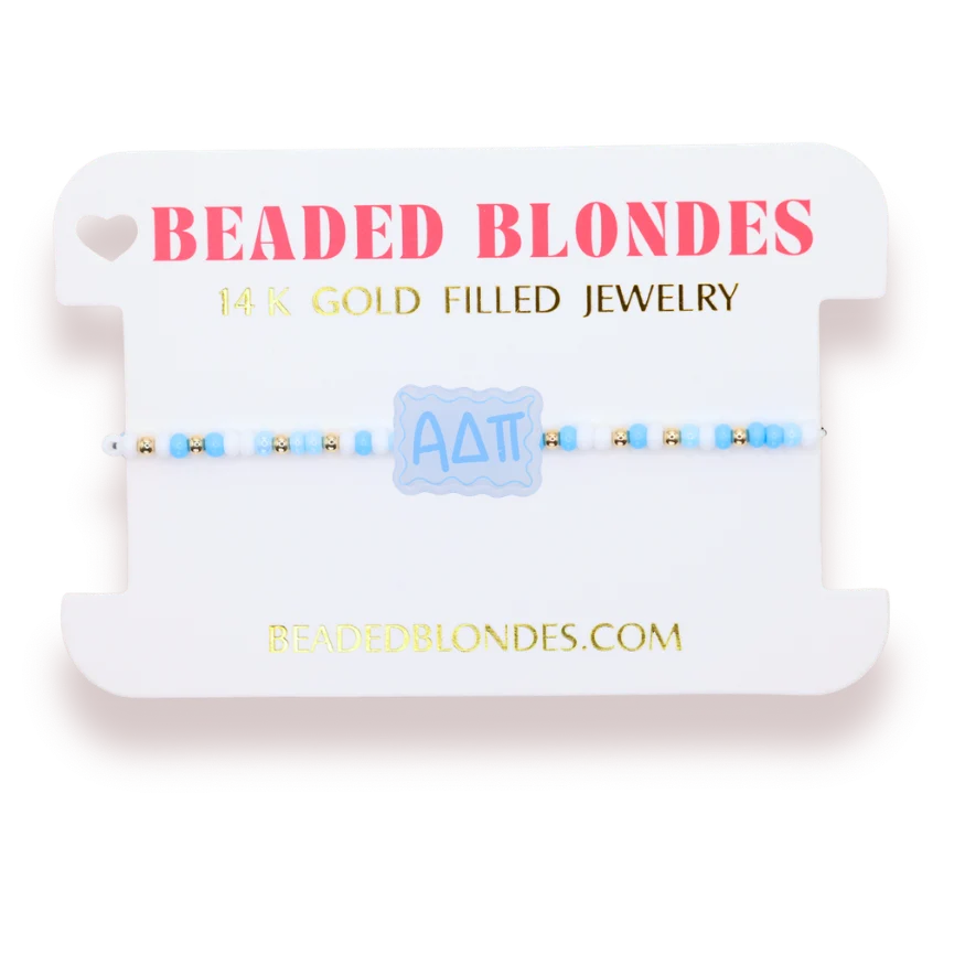Alpha Delta Pi Block Bracelet on Color - Beaded Blondes