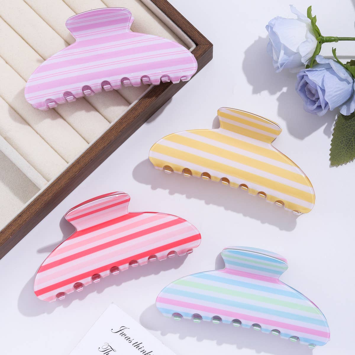 Vibrant Pastel Horizontal Stripe Hair Claw Clip
