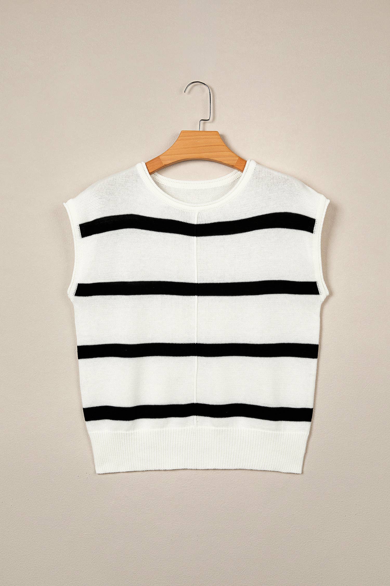 Striped Cap Sleeve Knit Sweater