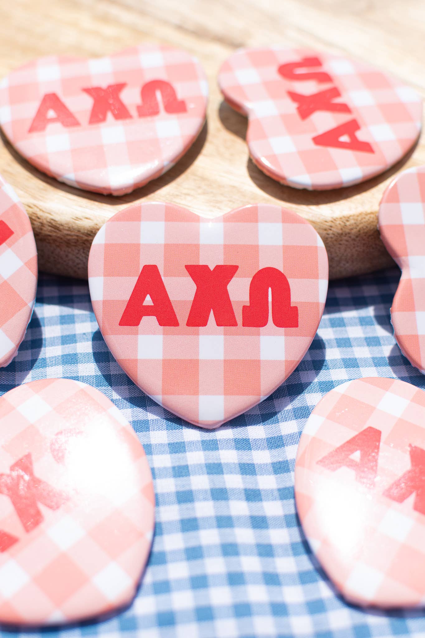 Gingham Heart buttons: Pi Beta Phi