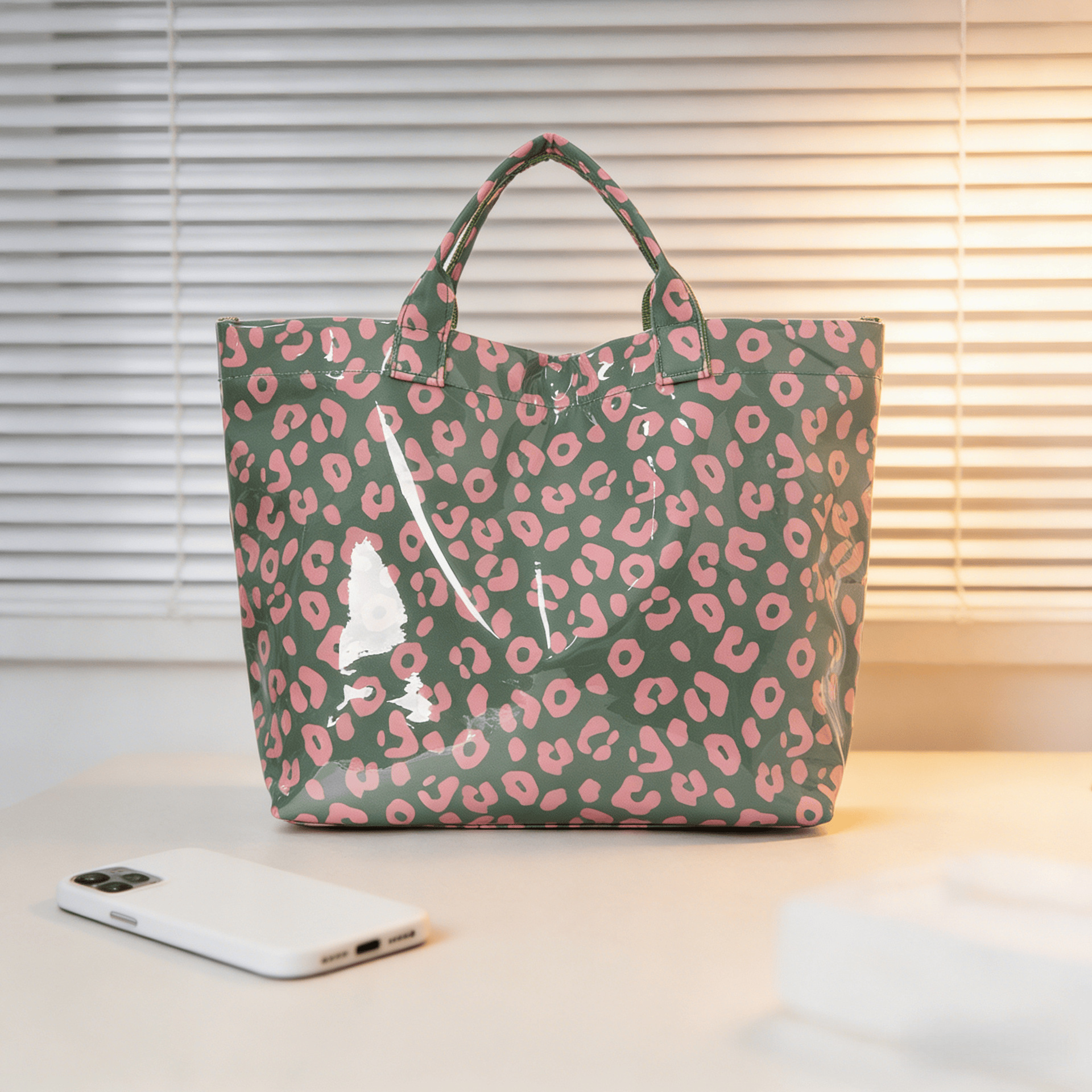 Striped Tote Bag PVC Handbag