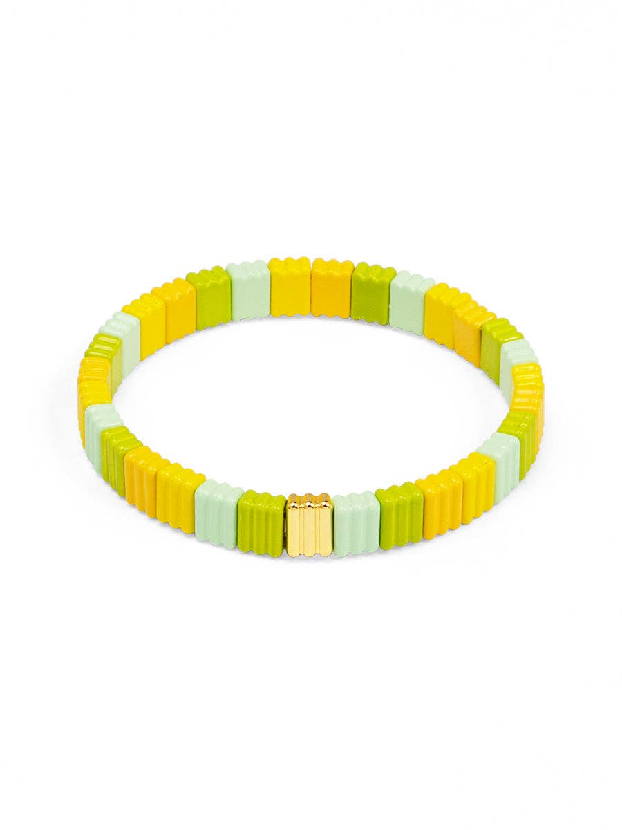 Ribbed Enamel Stretch Bracelet