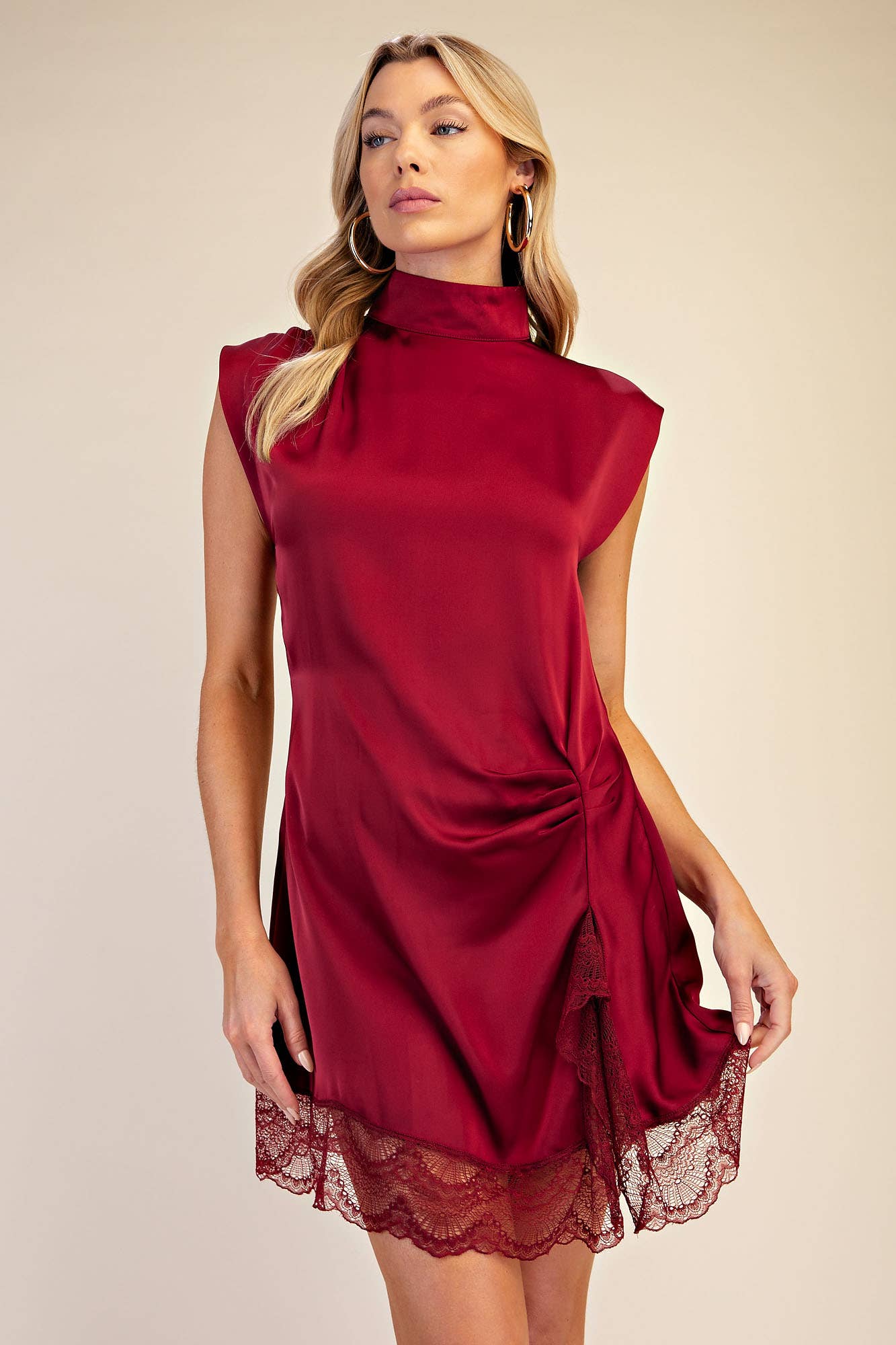 High Neck Lace Mini Dress