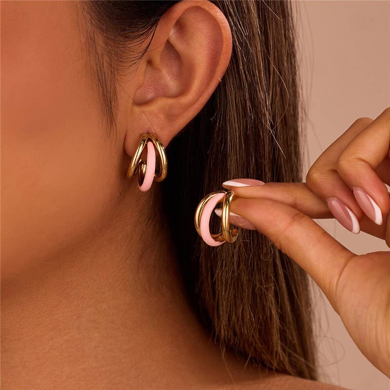 18K Stainless Steel Tarnish Free Enamel Hoop