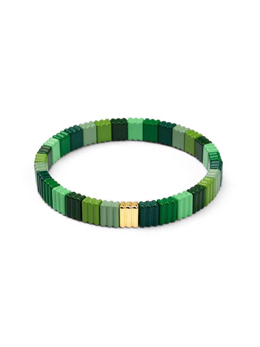 Ribbed Enamel Stretch Bracelet