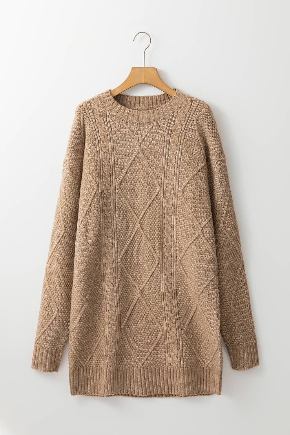 Cable Knit Loose Fit Sweater Mini Dress
