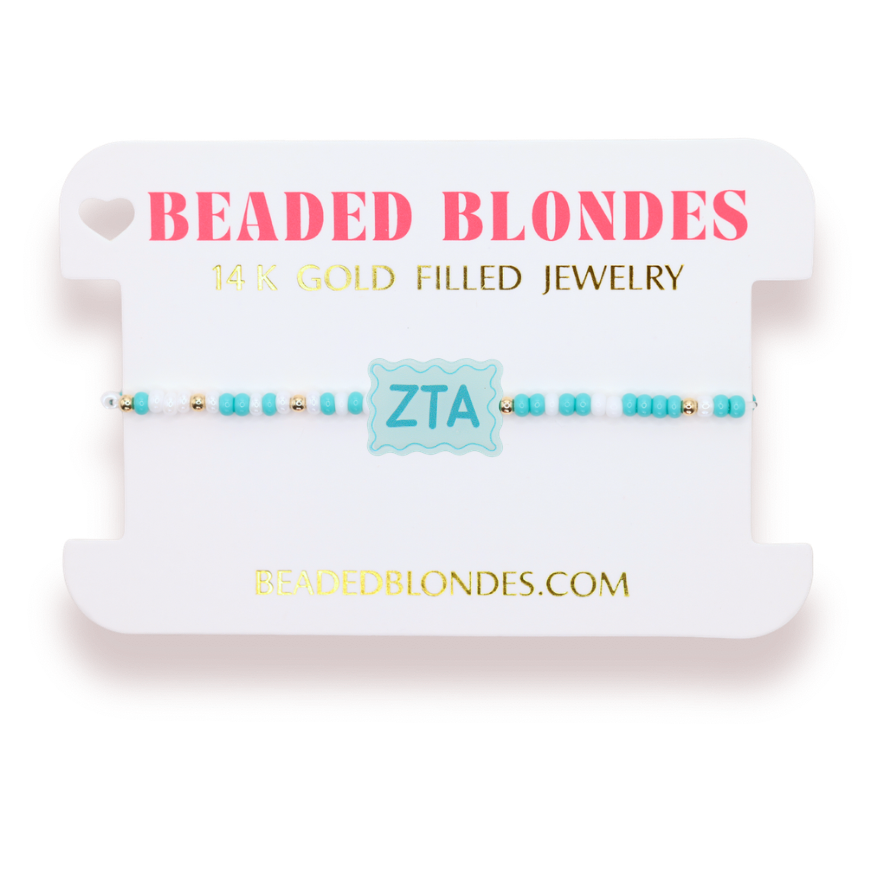 Zeta Tau Alpha Block Bracelet on Color - Beaded Blondes