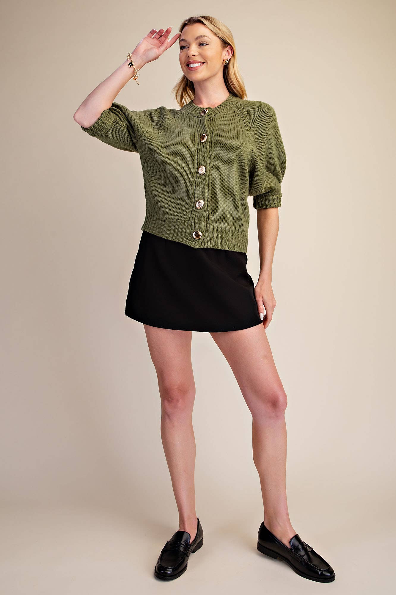 Puff Sleeve Sweater Cardigan