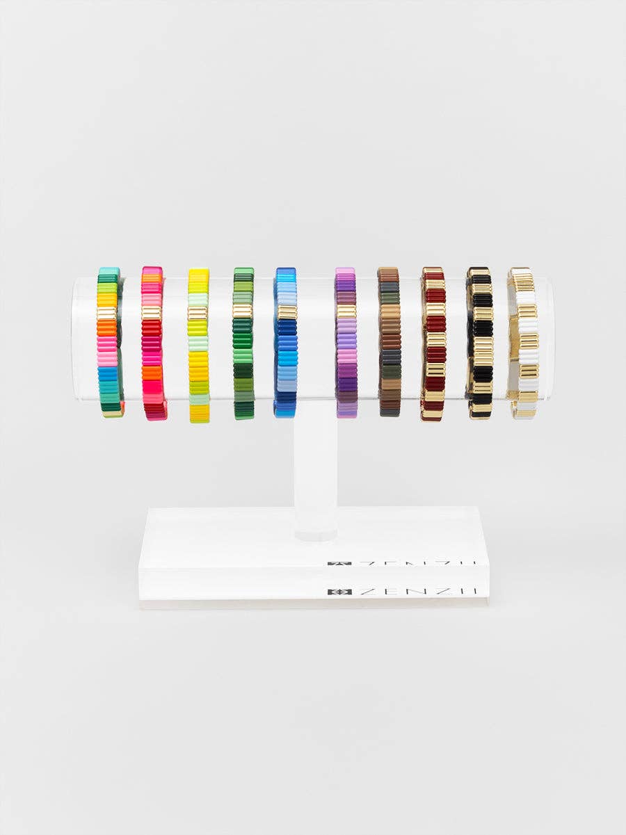 Ribbed Enamel Stretch Bracelet