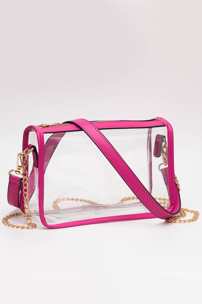 Clear Rectangle Stadium Concert Crossbody Bag: Gold