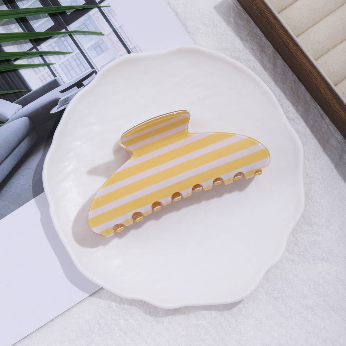 Vibrant Pastel Horizontal Stripe Hair Claw Clip