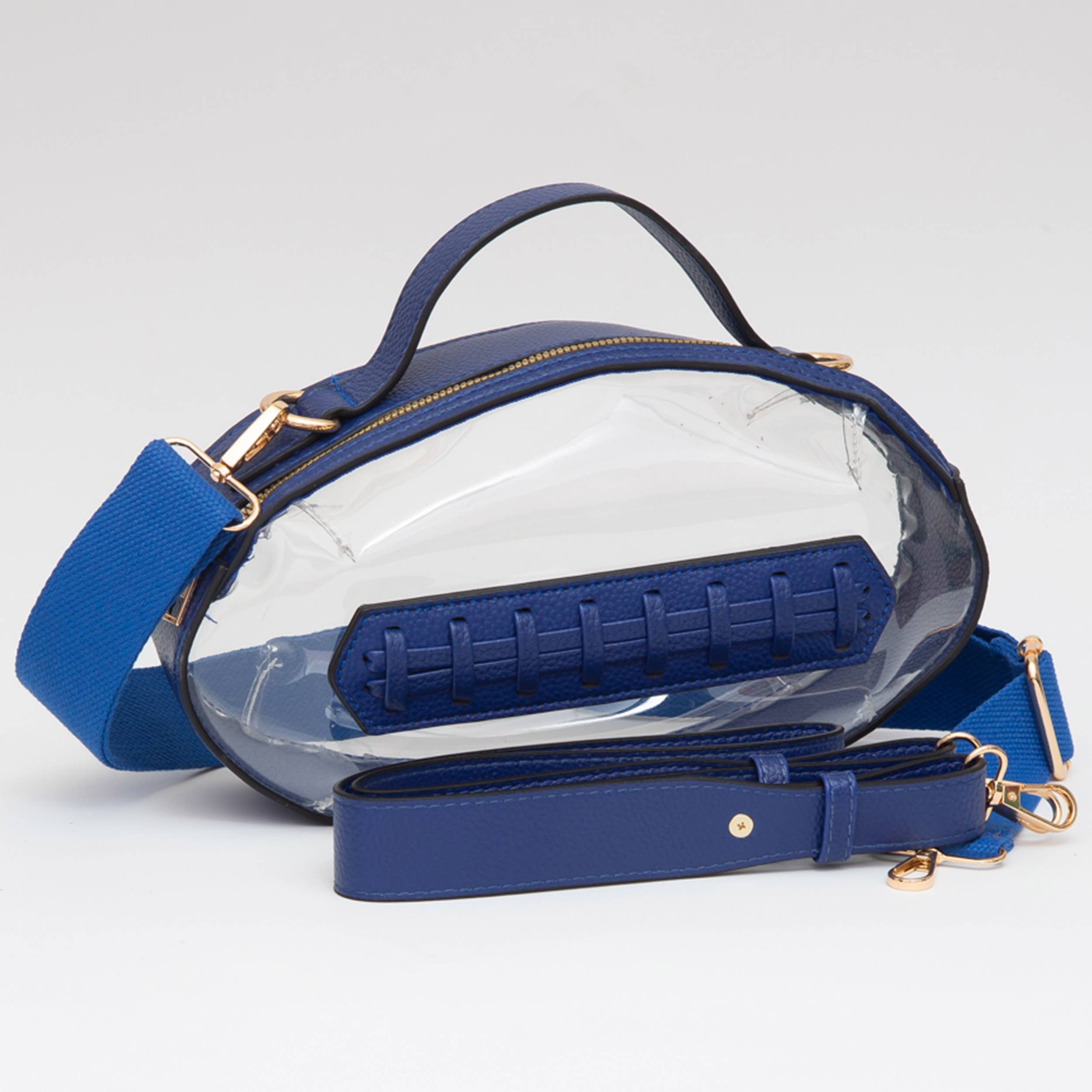 Foot Ball Shape Transparent Clear Stadium Bag: Black