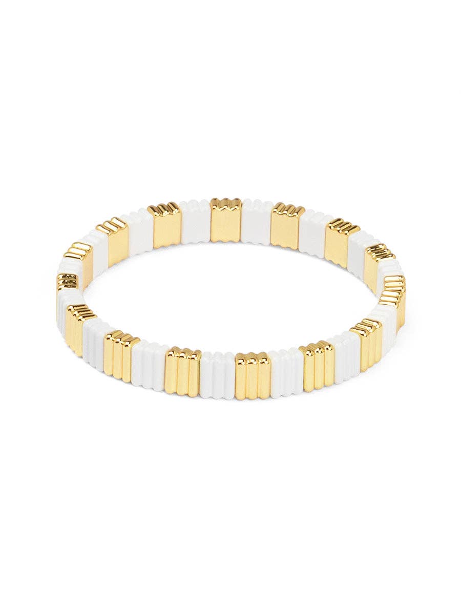 Ribbed Enamel Stretch Bracelet