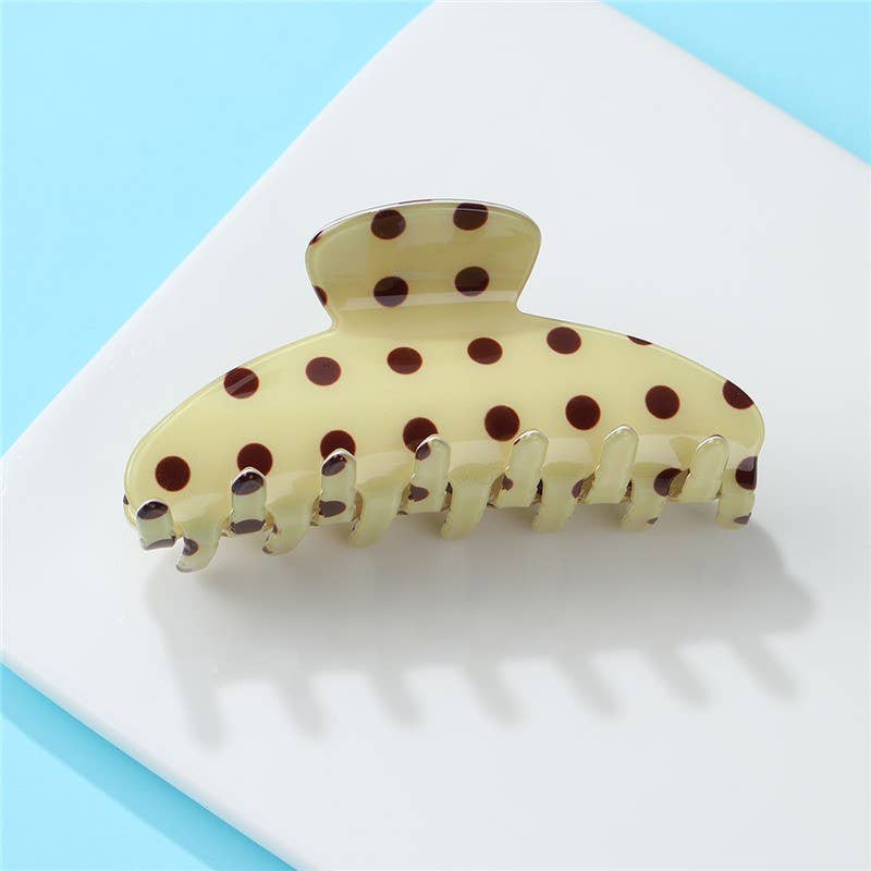 Retro Polka Dot Hair Claw - Glossy Spotted French