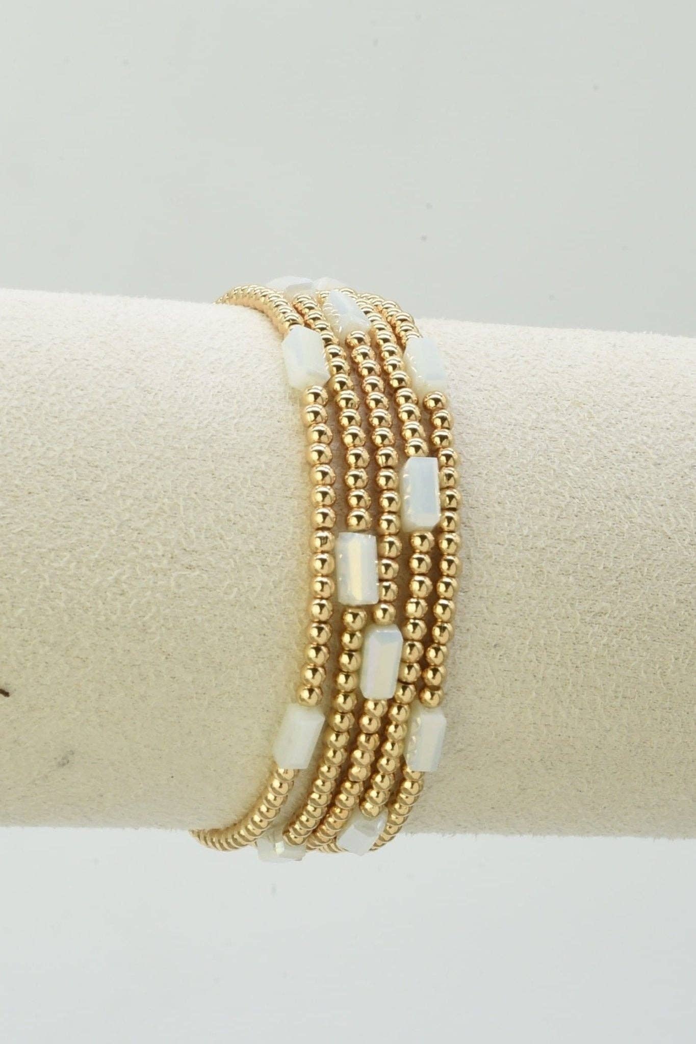 Clara Five Piece CCB and Glass Bead Stretch Bracelet Set