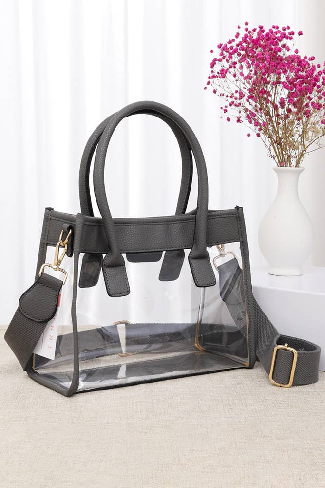 Color Trim Clear Hand Bag: Gold