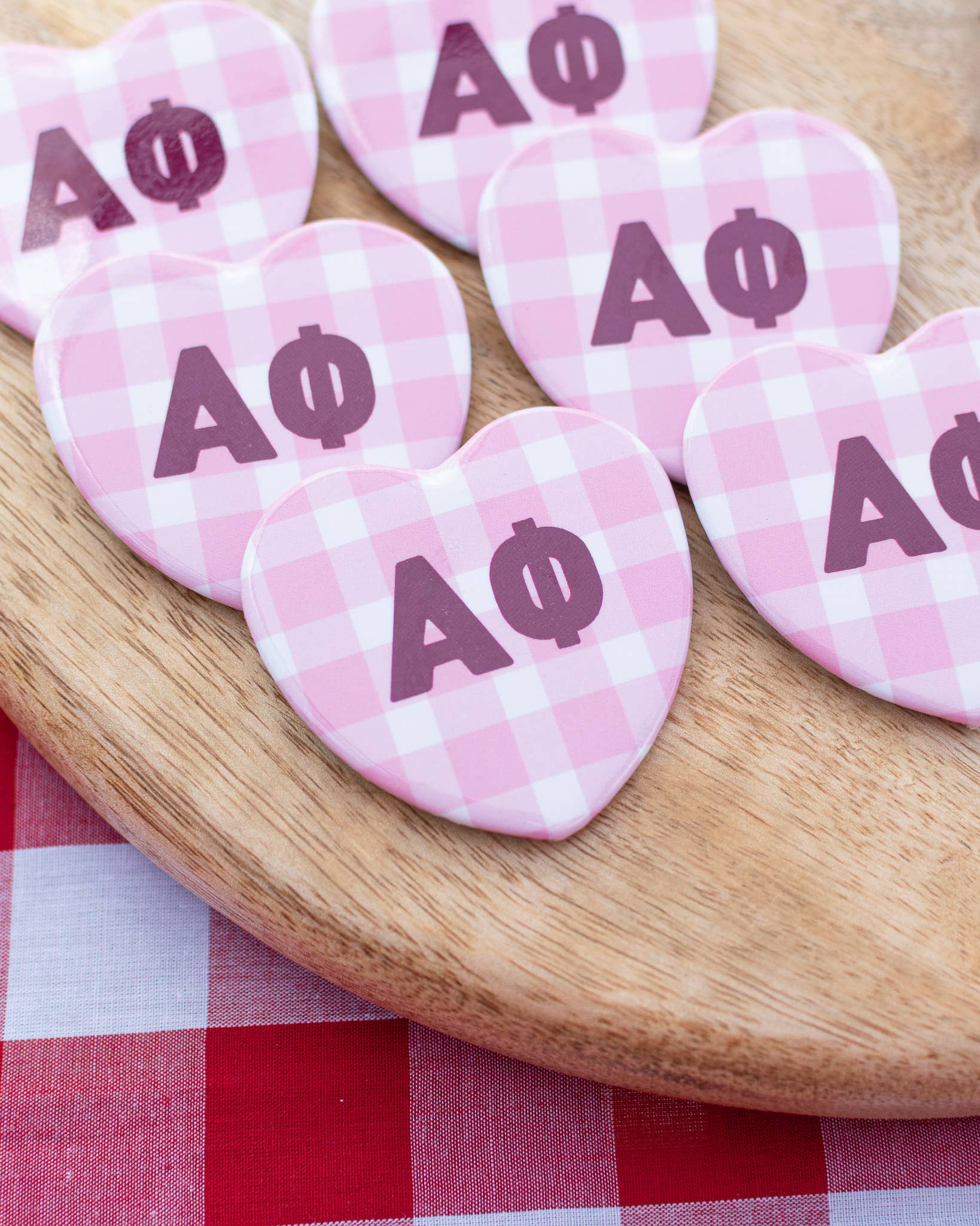 Gingham Heart buttons: Pi Beta Phi