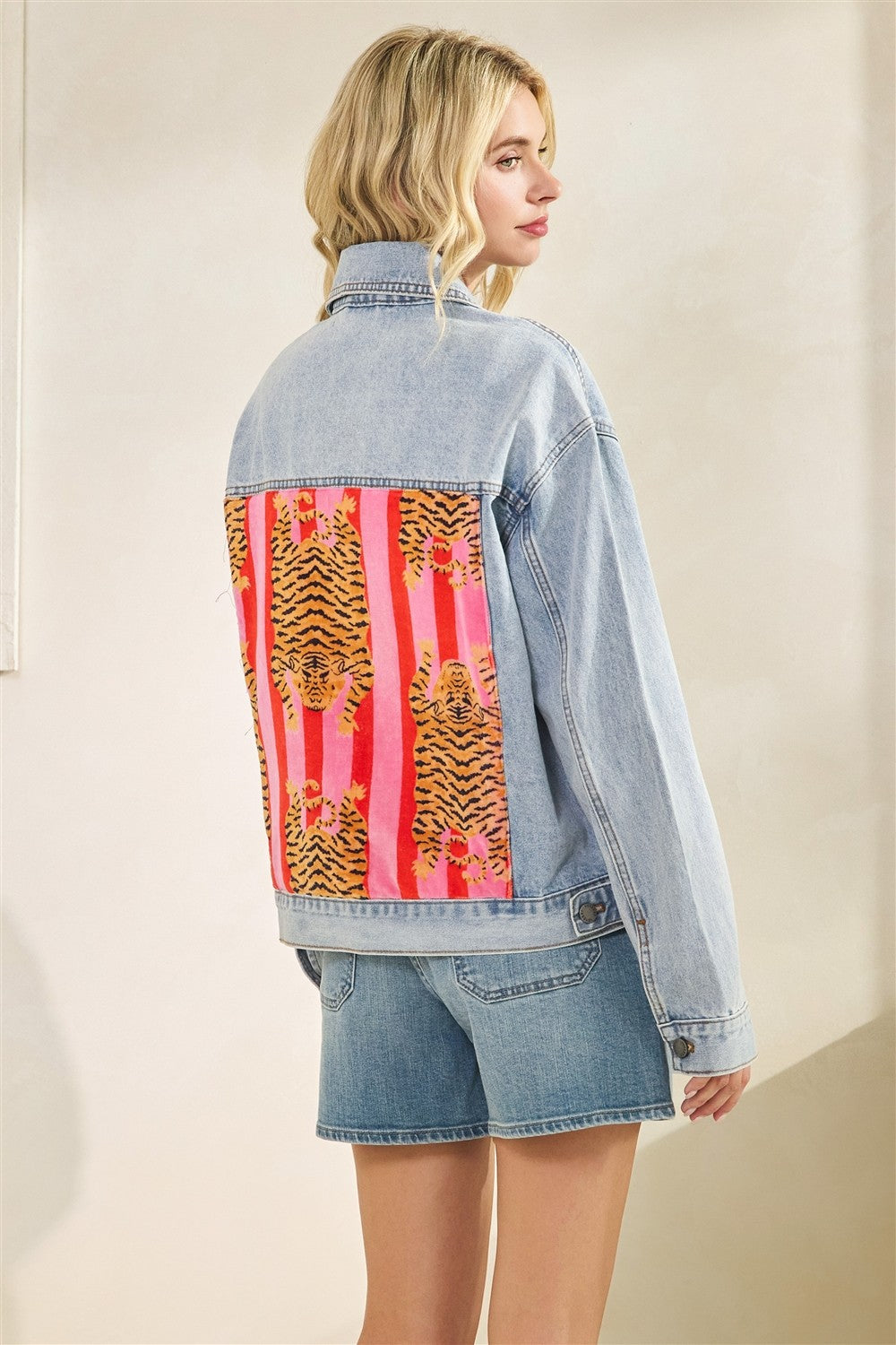 Denim Jacket with Tiger Back Panel