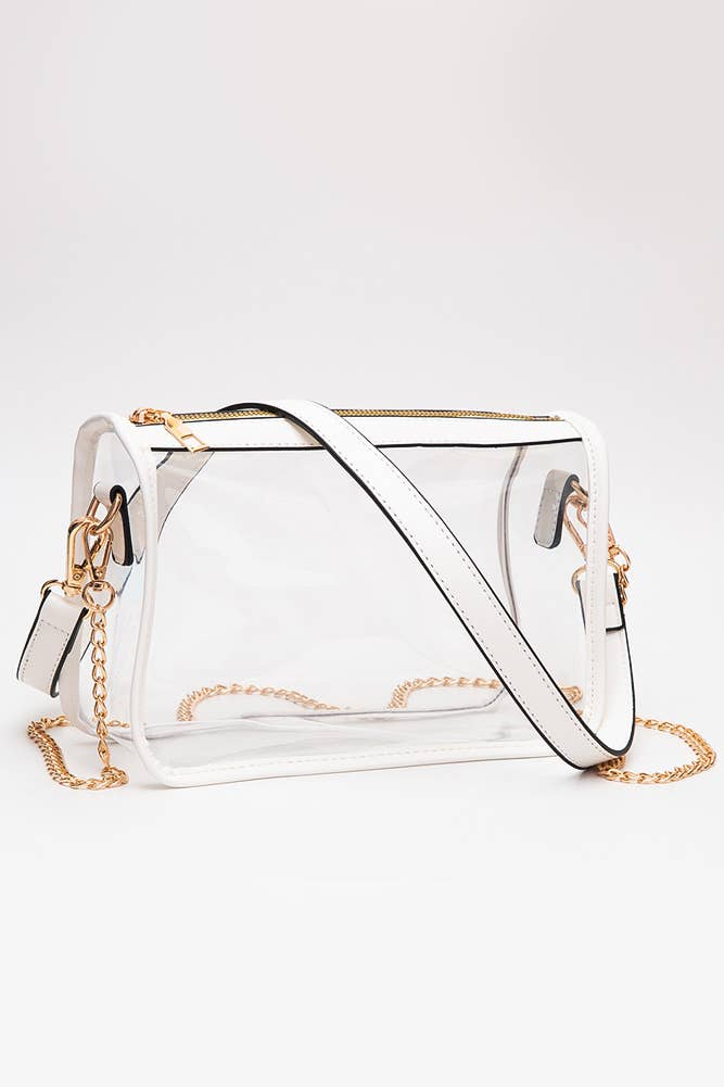 Clear Rectangle Stadium Concert Crossbody Bag: Gold