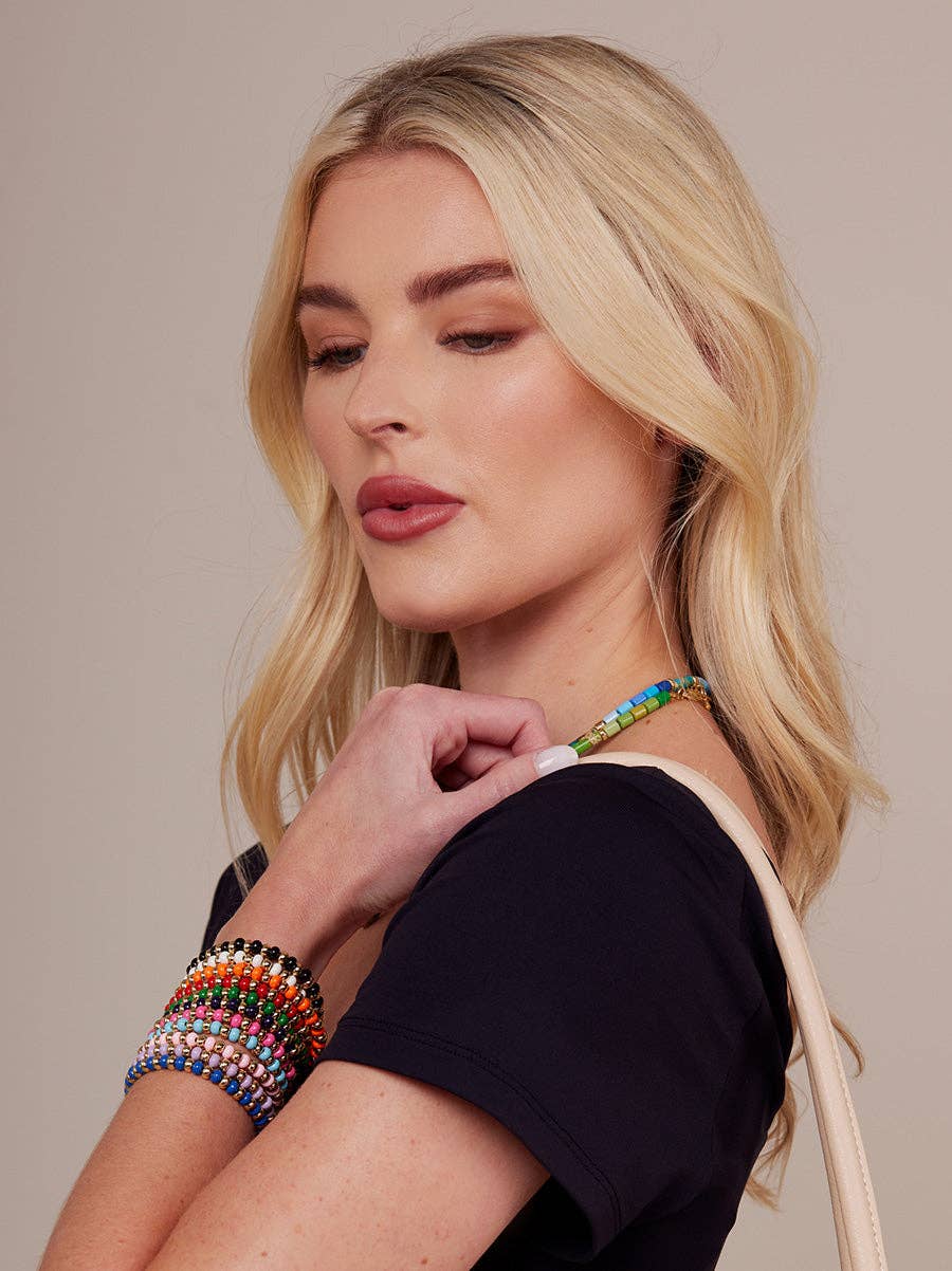 Enamel Beaded Stretch Bracelet