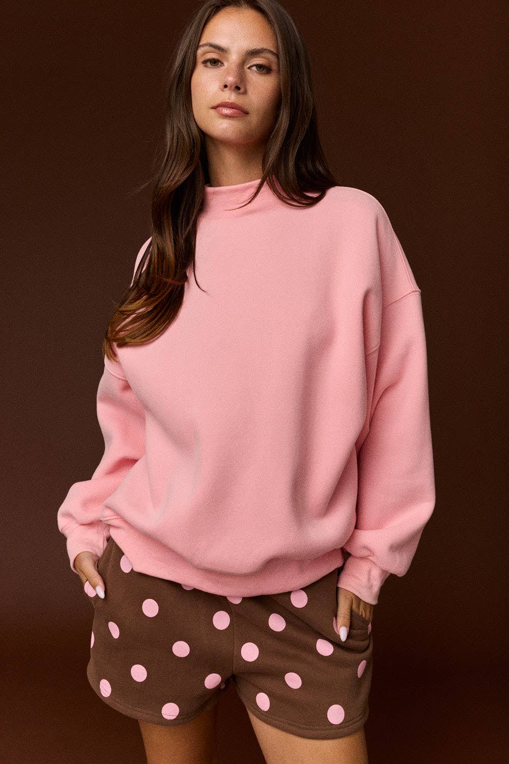Pink MOCK NECK SWEATER