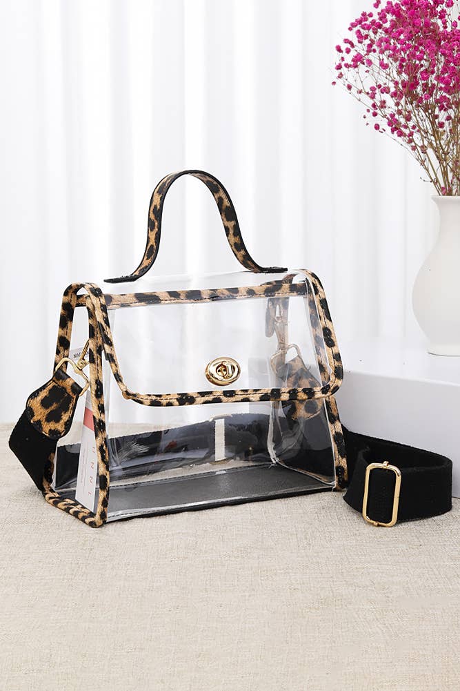 Clear Stadium Crossbody hand Bag: Black