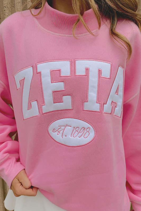 Delta Gamma Pink Established Date Mockneck Sweatshirt