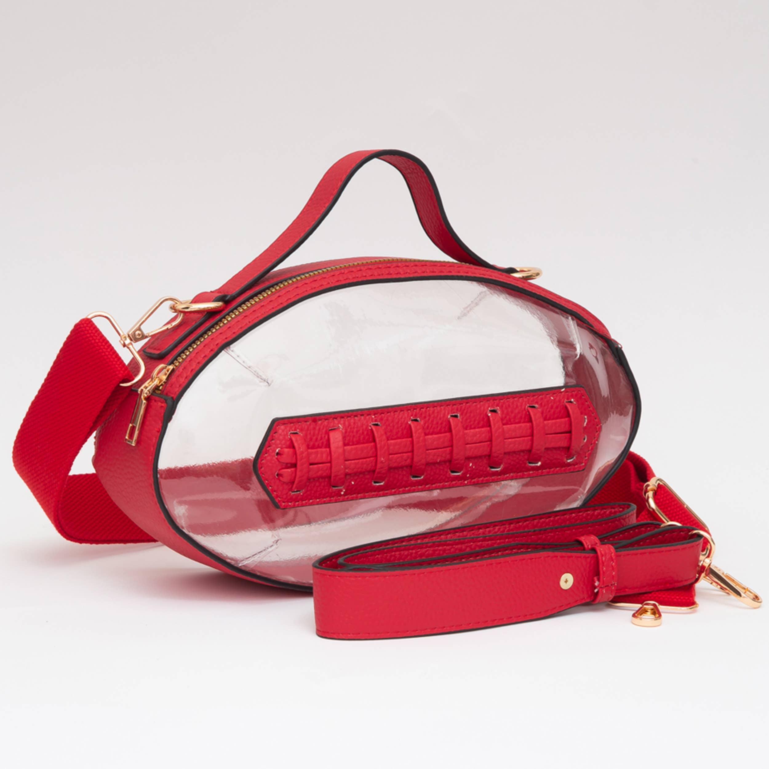 Foot Ball Shape Transparent Clear Stadium Bag: Black