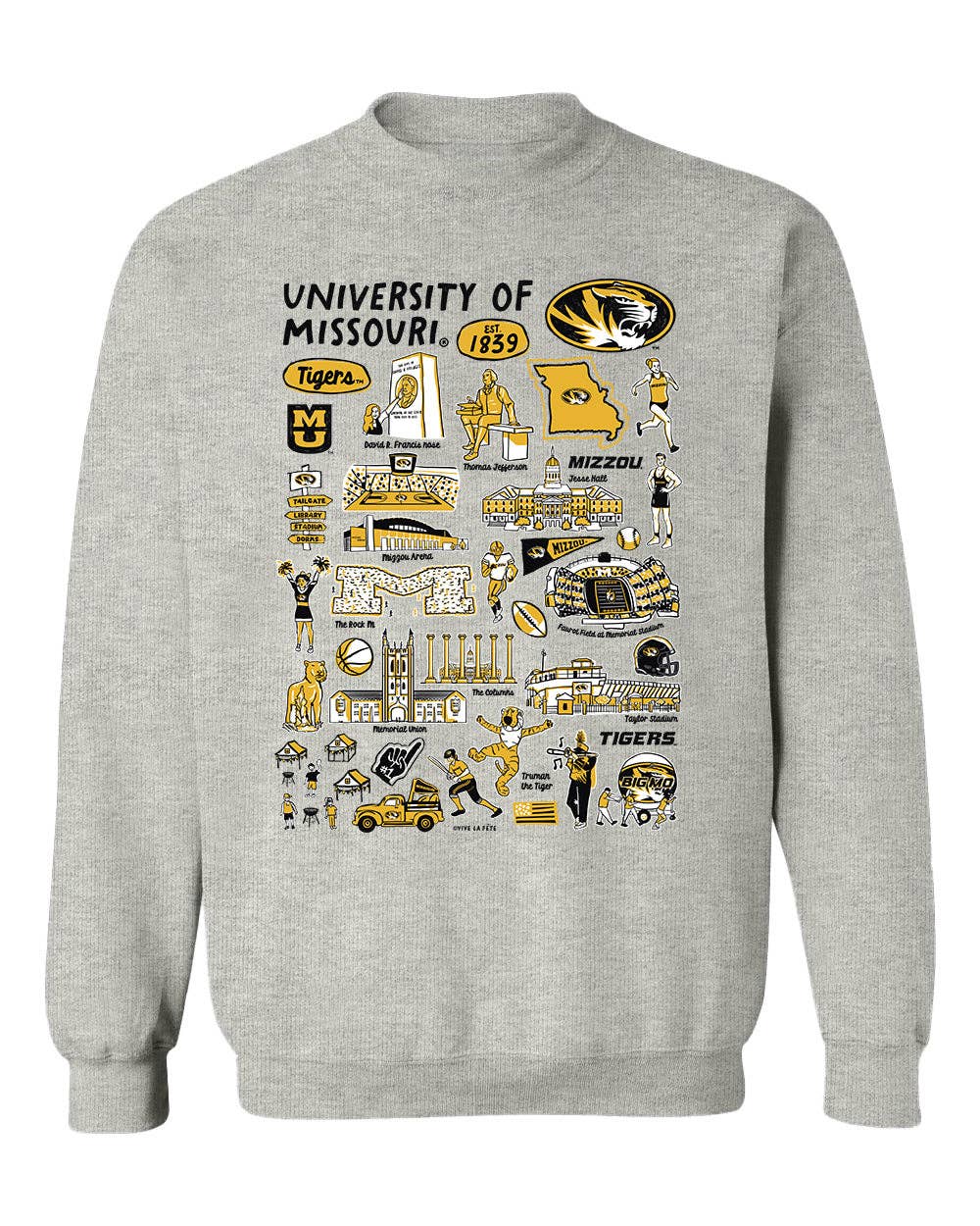 Missouri Tigers MU Vive La Fete Impressions Black Cotton Crewneck Sweatshirt for Women: Black / S