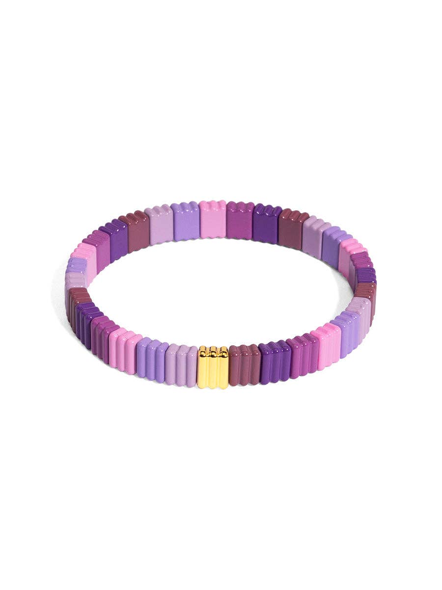 Ribbed Enamel Stretch Bracelet