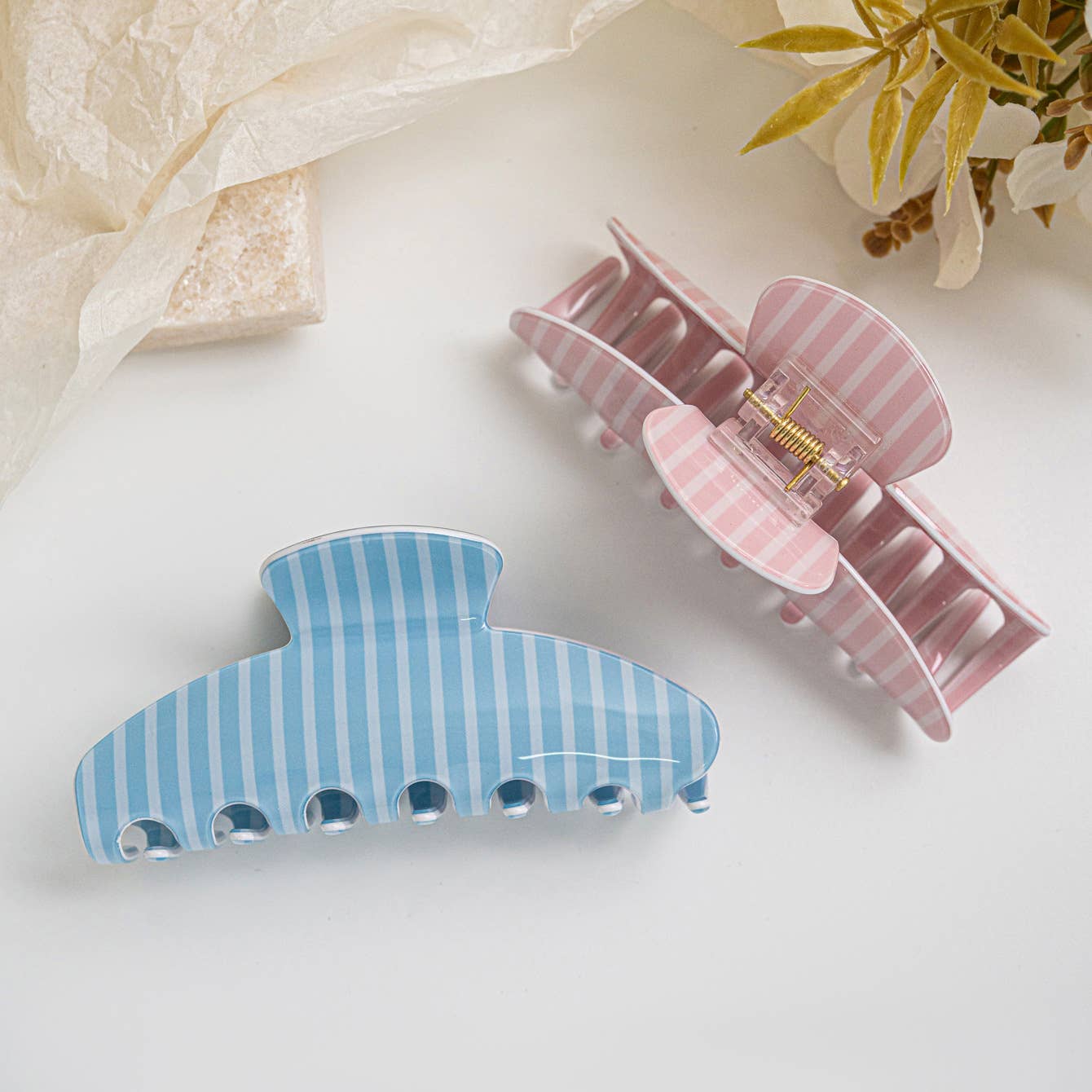 Bright Pastel Vertical Stripe Hair Claw Clip