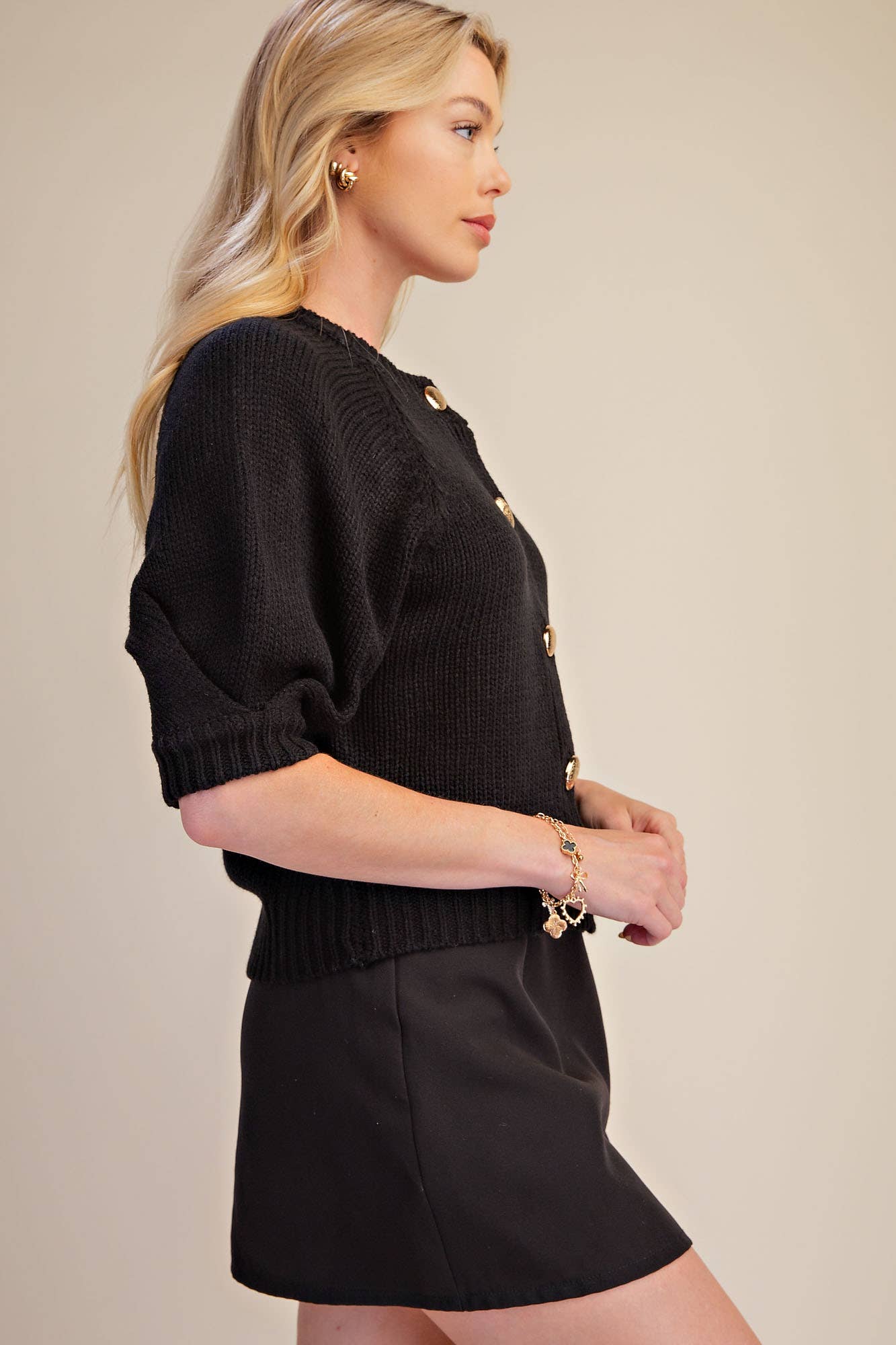 Puff Sleeve Sweater Cardigan