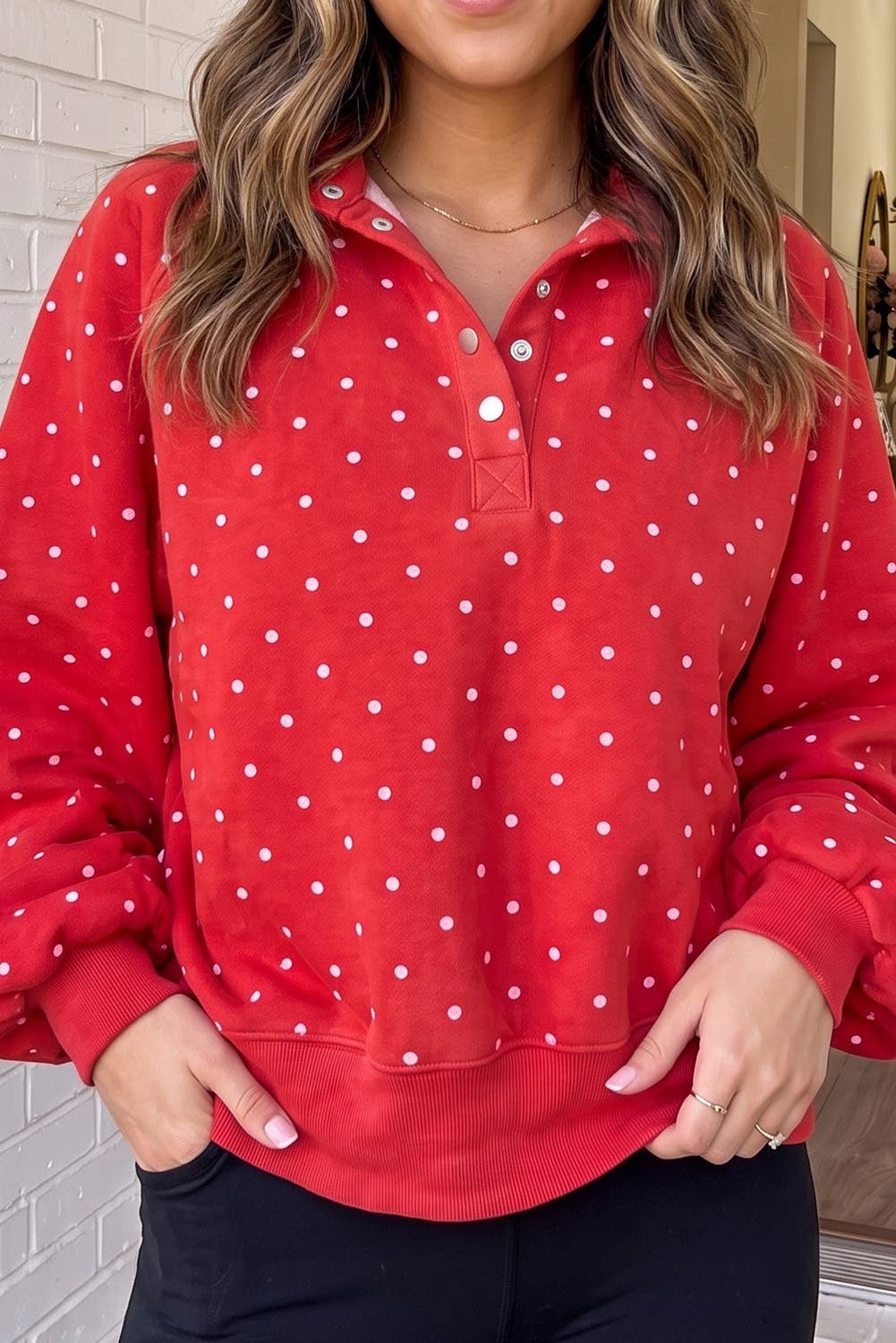 Strawberry Chip Polka Dot Pullover Sweatshirt