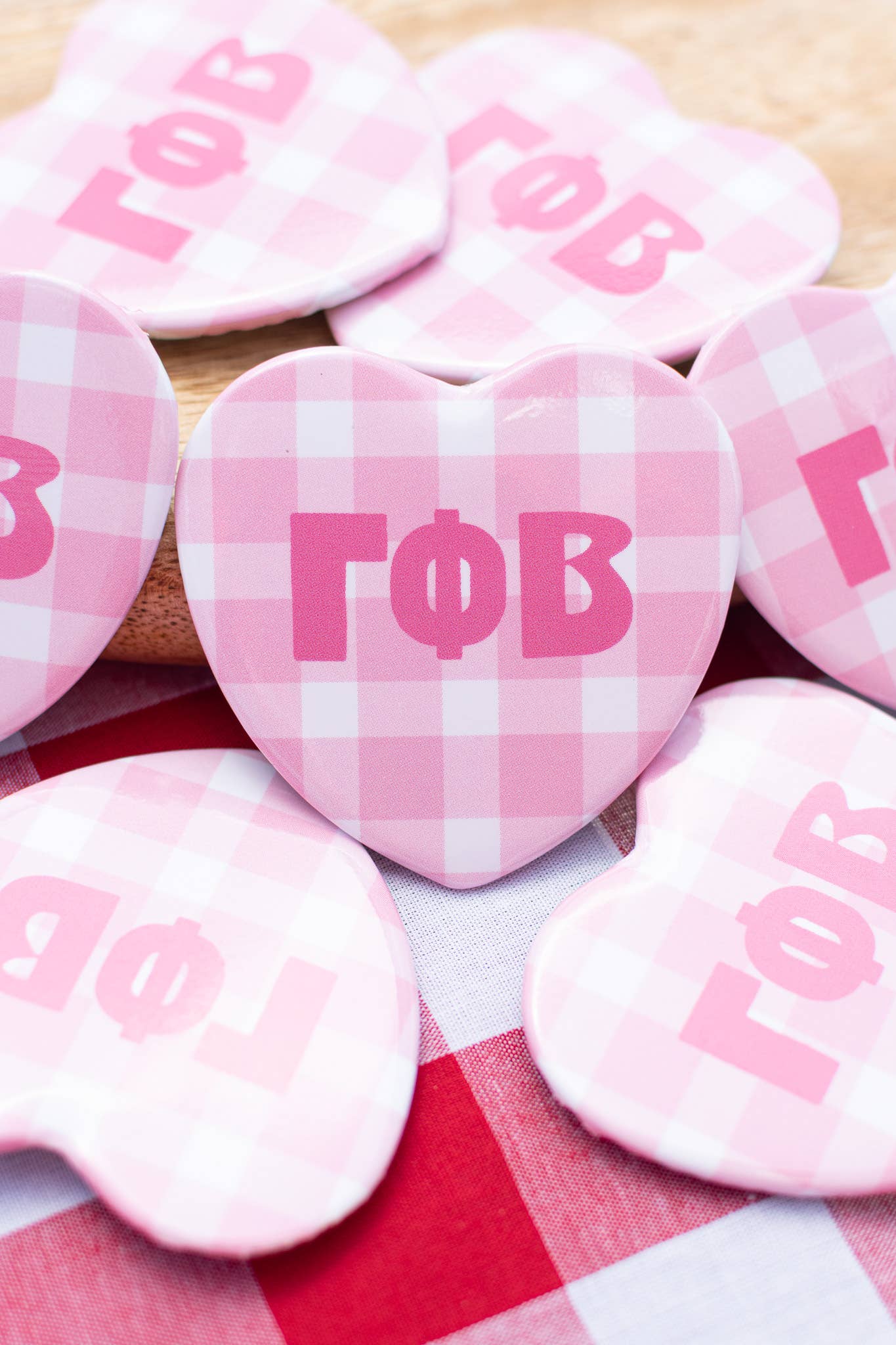 Gingham Heart buttons: Pi Beta Phi