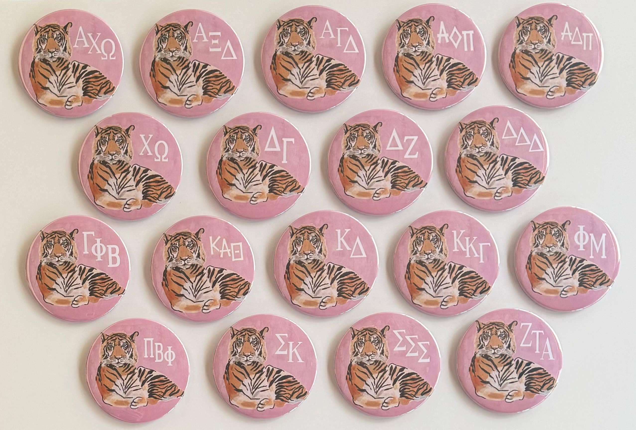 Sorority 3" Button - Pink Tiger Design: Kappa Alpha Theta