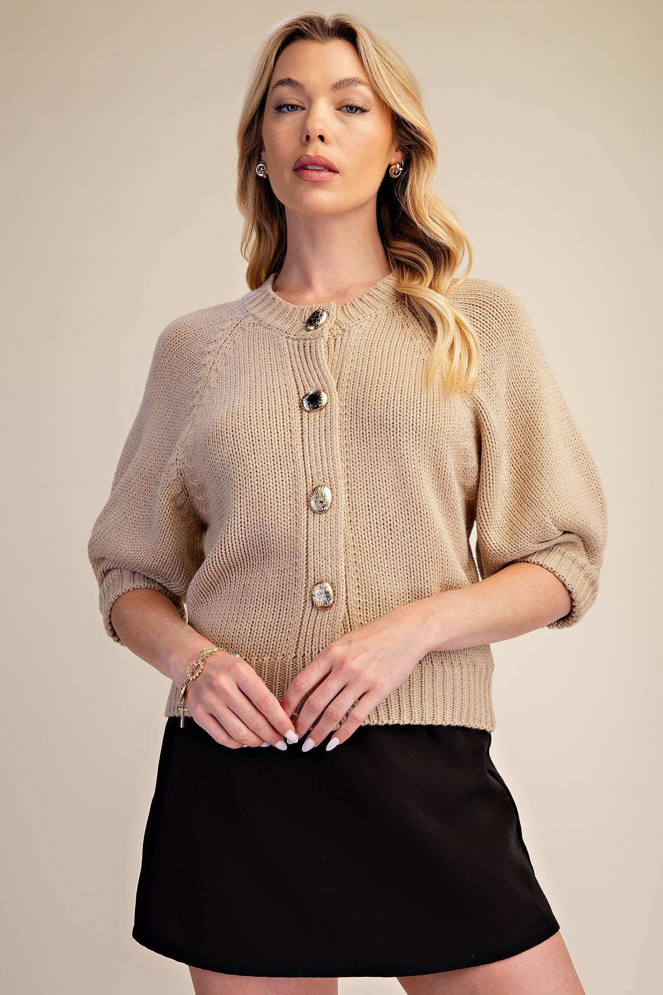Puff Sleeve Sweater Cardigan