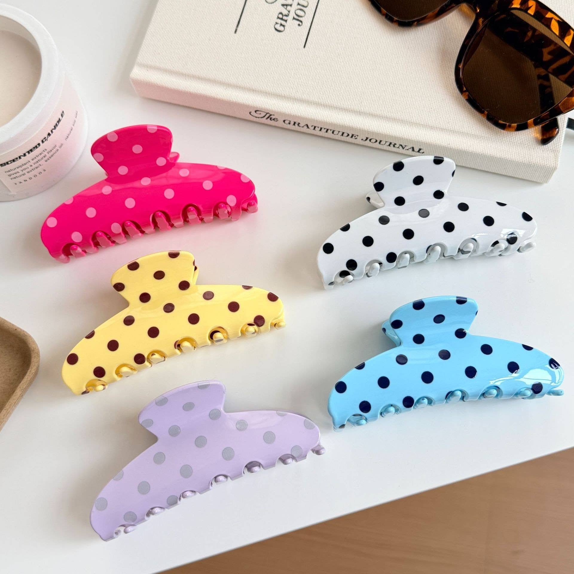 Vibrant Polka Dot Print Hair Claw Clip