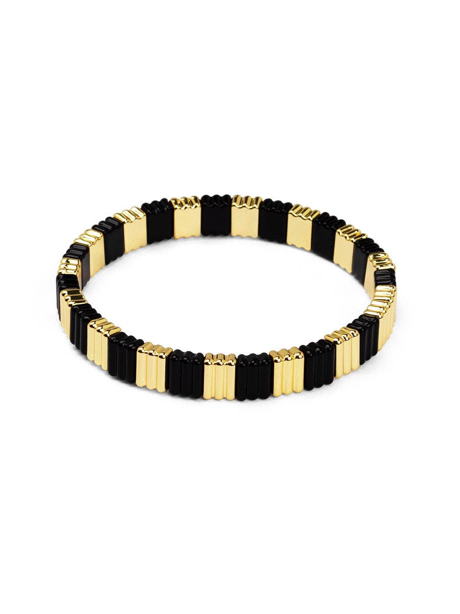 Ribbed Enamel Stretch Bracelet