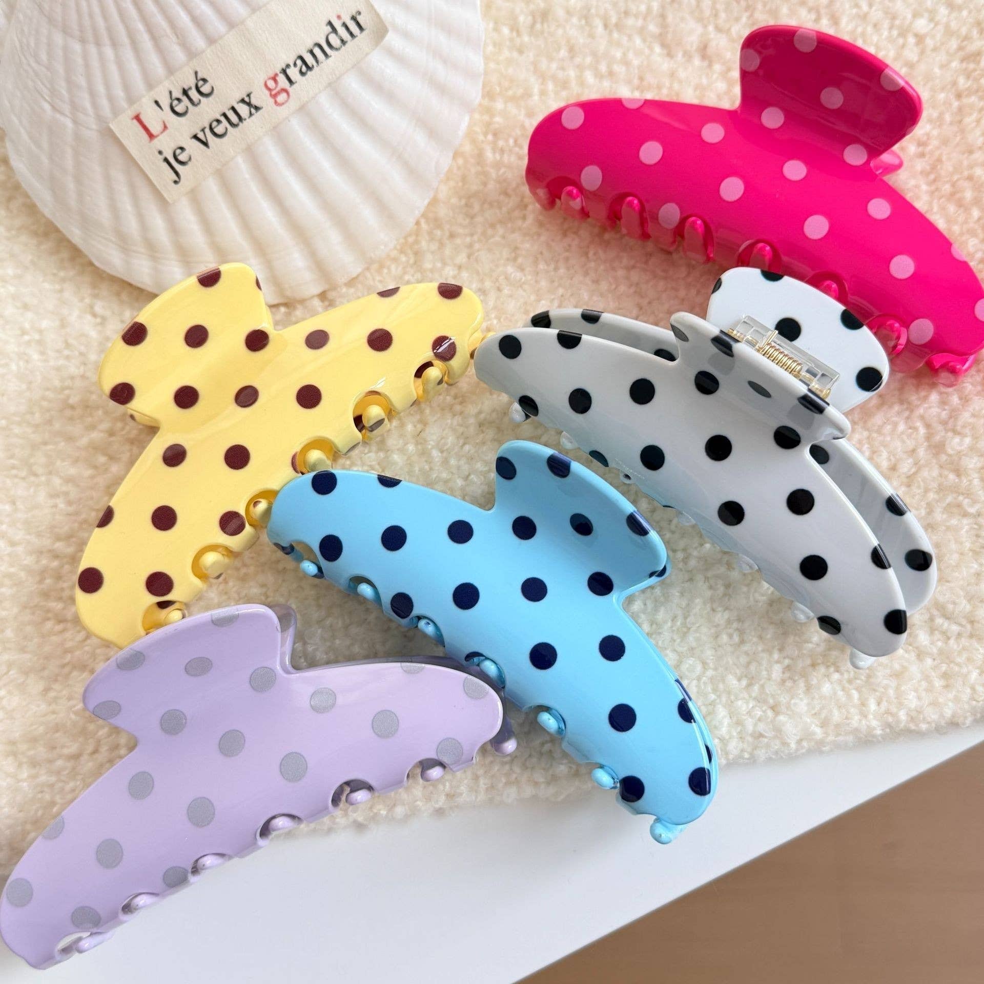 Vibrant Polka Dot Print Hair Claw Clip